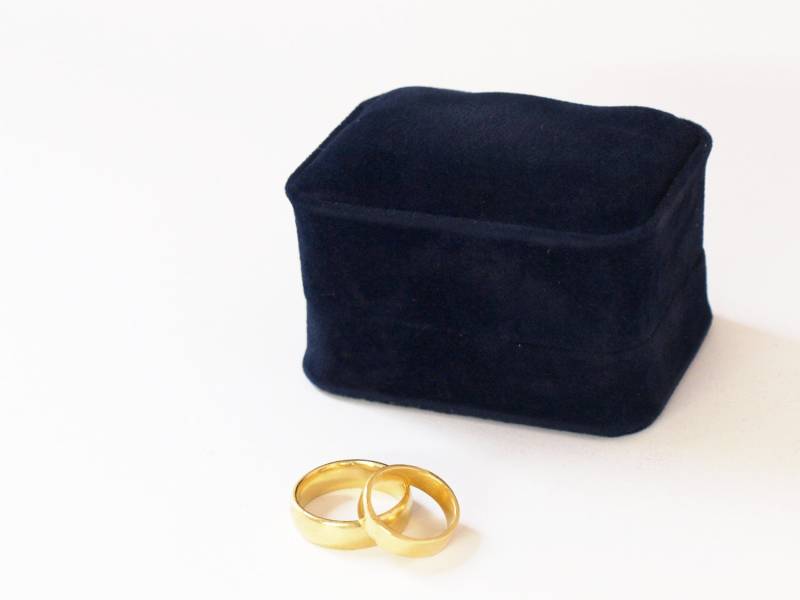 Doppel Ring Box Hochzeit, Verlobungsring Box, Manschettenknopf Geschenkbox, Soft Navy Blau Samt Ringträger Ehering Halter von Pinkburlesque