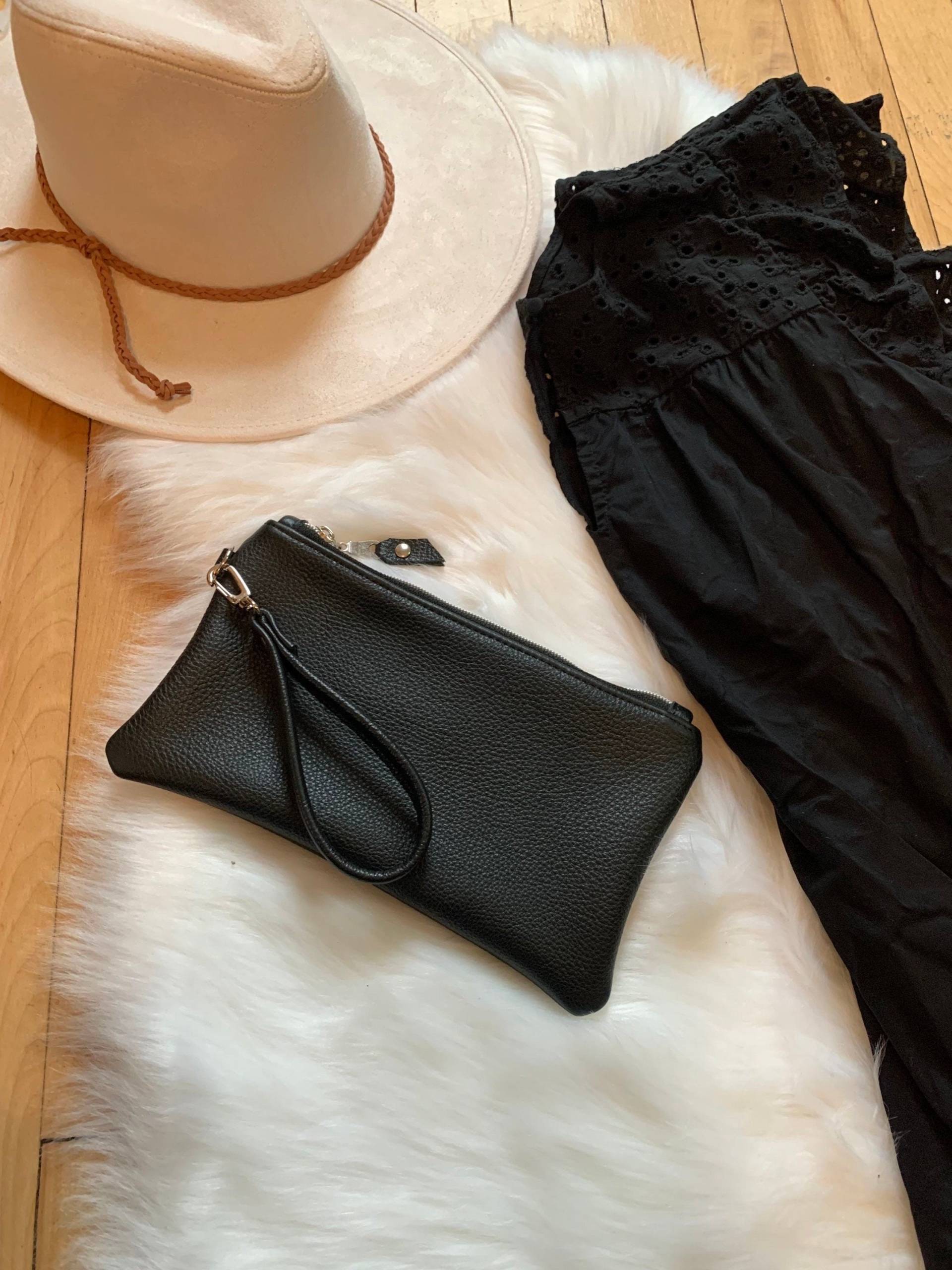 Echtes Schwarzes Leder, Clutch Für Kartenfächer, Handgemachte Frauen Und Männer von PinkcharmsDesigns