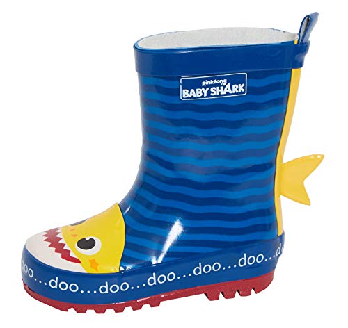 Baby Shark Jungen Mädchen 3D Gummi Gummistiefel Säuglinge Kinderzimmer Regenschuhe Gr., - blau - Größe: 28 EU von Lora Dora