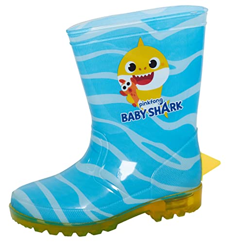 Pinkfong Baby Shark Gummistiefel für Kinder, Gummistiefel, Jungen, Charakter-Regenschuhe, Mädchen, leuchtende Schneestiefel, blau, 24 EU von Pinkfong