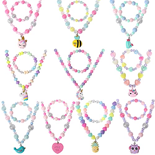 Pinkgarden Kinderschmuck für Mädchen 10 Sätze Kleinkind Kinder Halskette Armband Geldbörse für Mädchen Spielen Schmuck für kleine Mädchen Kinder verkleiden sich Modeschmuck von Pinkgarden