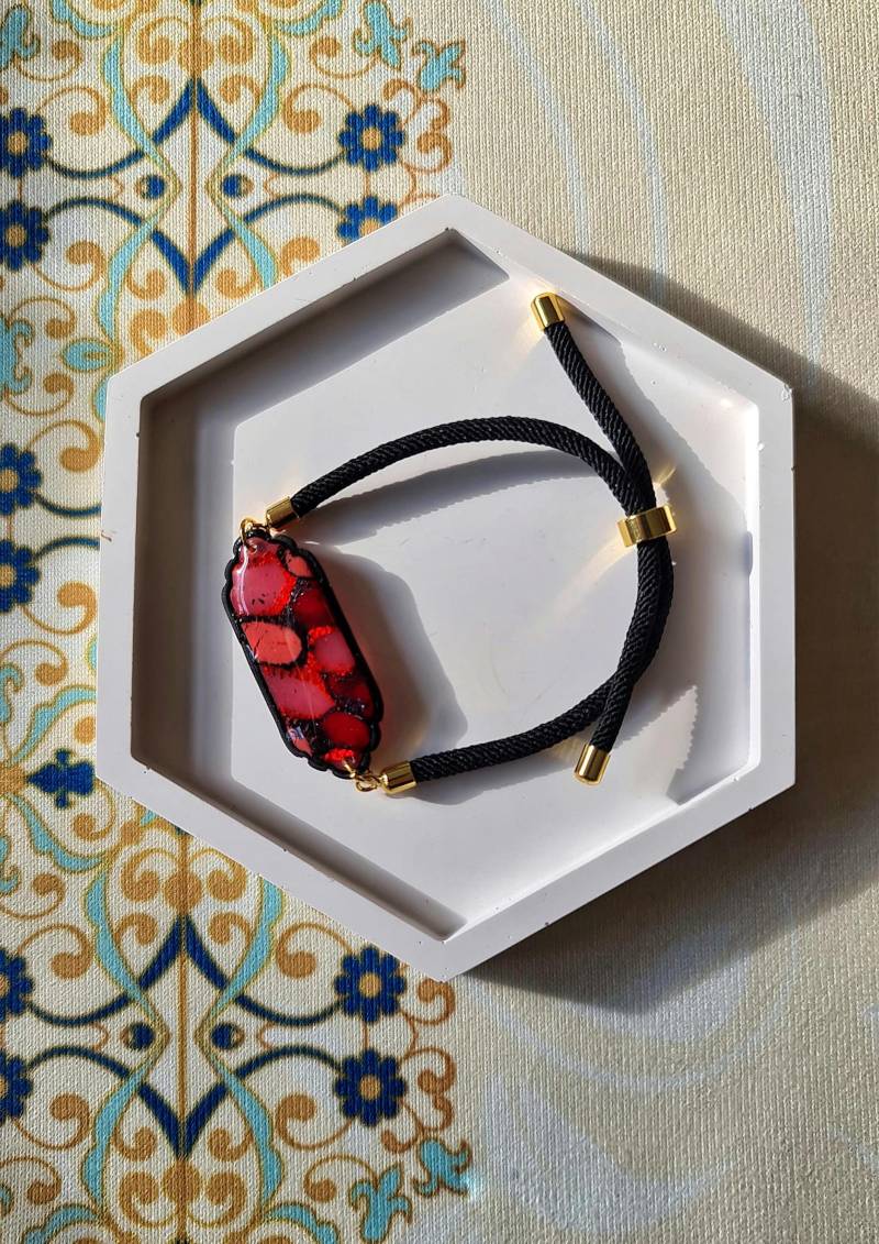 Rot & Pink Polymer Clay Armband Edelstahl Schmuck von LumisDotsClay