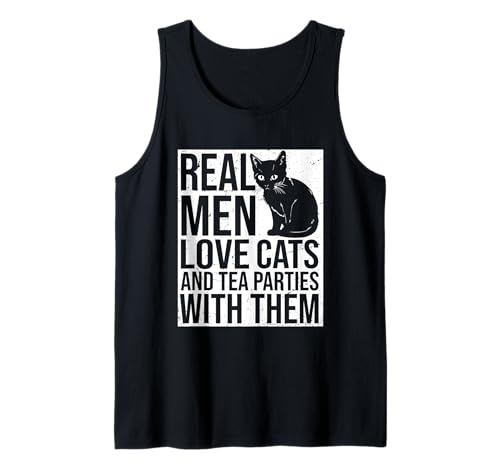 Echte Männer lieben Katzen und Teepartys mit ihnen Tank Top von Pinkies hoch