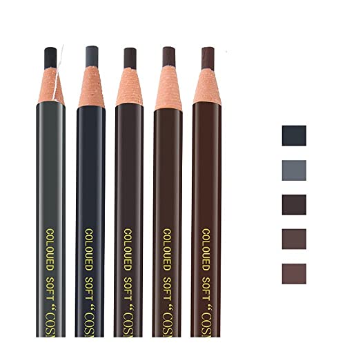 Pinkiou Augenbrauenstift-Set abziehbarer wasserfester Augenbrauenstift schwarz grau braun für Frauen natürliche Augenbrauenform Make-up (5 Stück) von Pinkiou