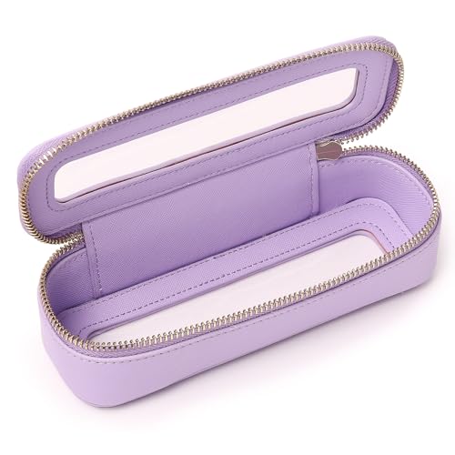 Duolan Transparente Make-up-Tasche, Reise-Make-up-Tasche, transparenter Kosmetikkoffer, Reise-Kulturbeutel für Damen, B/L, Violett, Schmal, Transparente Make-up-Pinseltasche Duolan Transparente Make-up-Tasche, Reise-Make-up-Tasche, transparenter Kosmetikkoffer, Reise-Kulturbeutel für Damen, B/L, Violett, Schmal, Transparente Make-up-Pinseltasche von Pinkmik