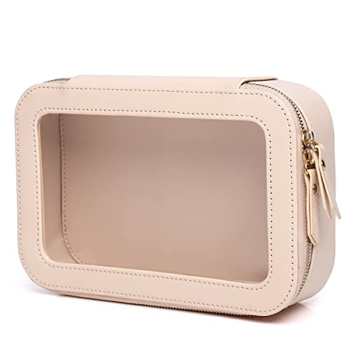 Pinkmik Clear Makeup Bag Travel Case Portable transparent Cosmetic Bag Case Clear Travel Toiletry Makeup Bag for Car with Zipper for Women (L/Pink, M) von Pinkmik