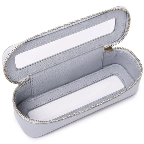 Pinkmik Make-up-Pinseltasche, schmal, transparent, Reise-Kosmetiktasche und Kulturbeutel mit Reißverschluss, klein, Make-up-Tasche, Geldbörsen-Organizer für Damen, Grau, SLIM-3, Make-up-Pinsel-Etui von Pinkmik