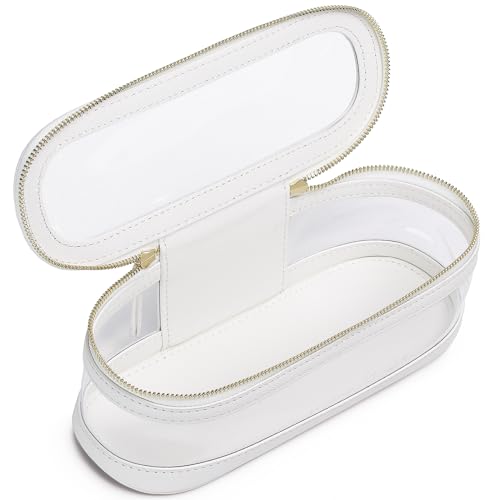 Pinkmik Transparente Make-up-Tasche, tragbare Pinseltasche, transparente Reise-Kosmetiktasche, Kulturbeutel, Make-up-Tasche mit Reißverschluss für Damen, Weiss/opulenter Garten, SLIM-2, von Pinkmik