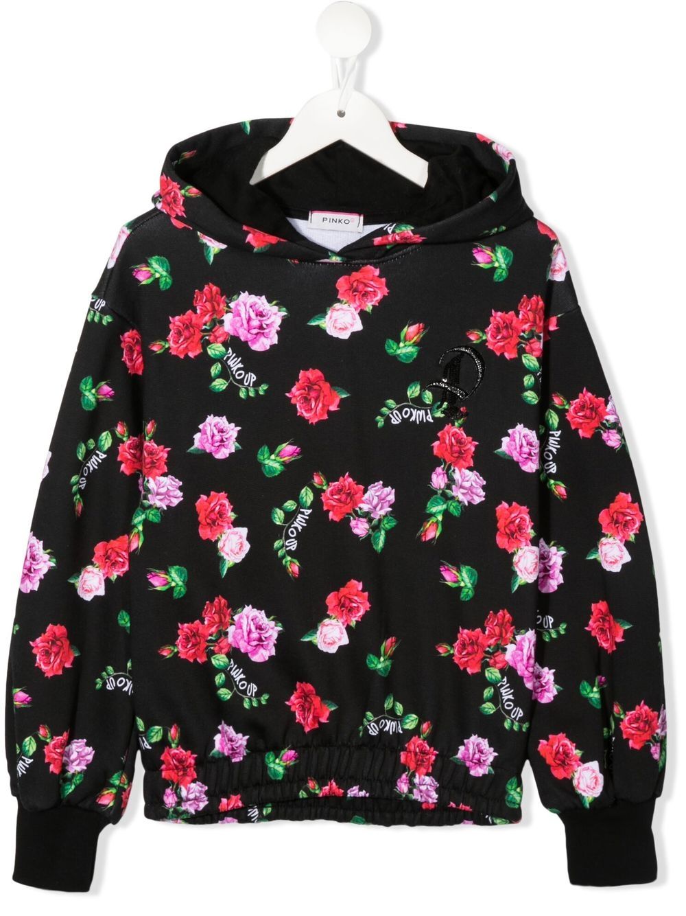 Pinko Kids Hoodie mit Blumen-Print - Schwarz von Pinko Kids