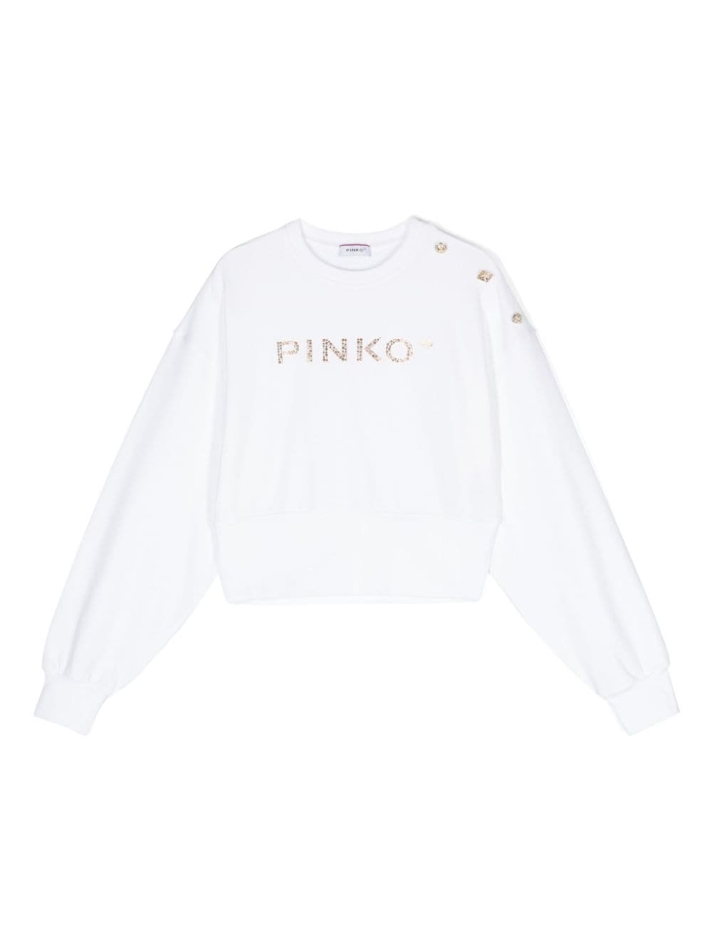 Pinko Kids Sweatshirt mit nietenverziertem Logo-Print - Weiß von Pinko Kids