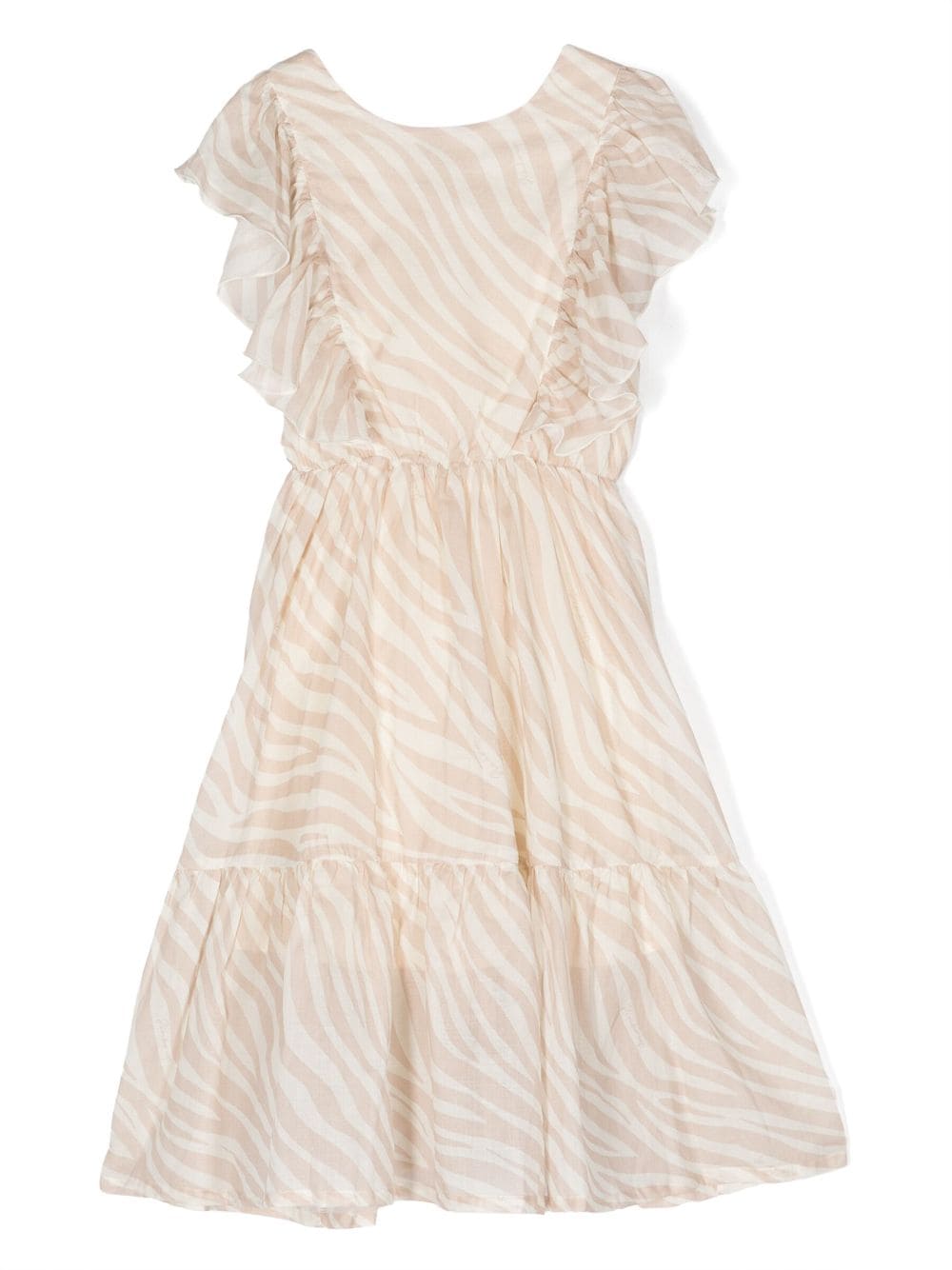 Pinko Kids Gerüschtes Kleid mit Zebra-Print - Nude von Pinko Kids