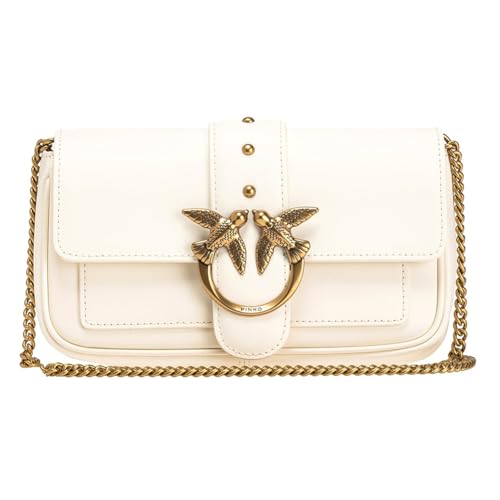Borsa a tracolla pinko love one pocket pochette - pelle a grana bianco - uni von Pinko