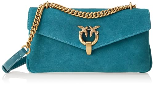 Pinko Damen Baguette Cupido Badewannen Suede, X36q_Petrol pazifisch-Antique Gold von Pinko