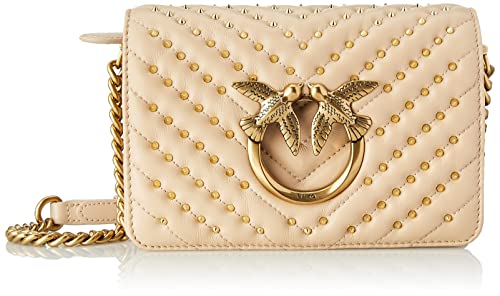 Pinko Damen Love Click Mini Sheep Nappa + Handtasche, D28Q_BEIGE Safari-Antique Gold von Pinko