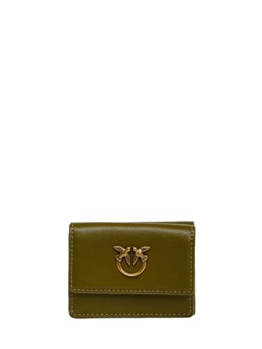 Pinko Damen Geldbörse Micro Soft Calf Reisezubehör-Brieftasche, V62q_fir Green Antique Gold von Pinko