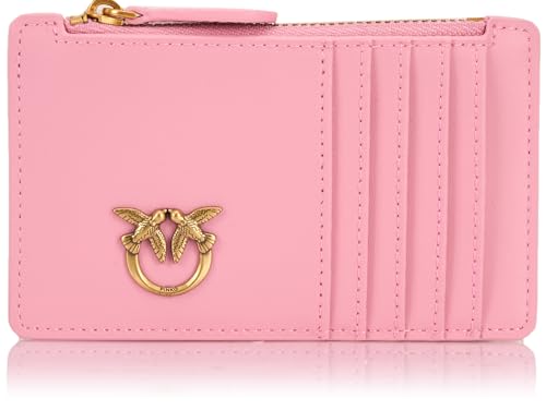 Pinko Damen Airone Cardholder Kalbseide Reisezubehör-Brieftasche, P31q_Rose Marino-antik Gold von Pinko