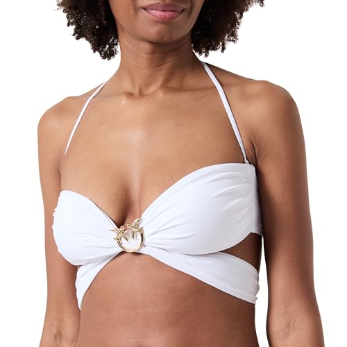 Pinko Damen Amaryllis Bikinioberteil Tecno Jersey mit Ring Vogel Bikini, Z04_weiß Brill, L von Pinko