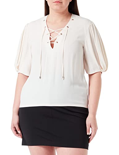 Pinko Damen BENIGNO Blusa Crepe DE Chine Kurzarm Shirt, N96_FUMO Bianco, 42 von Pinko