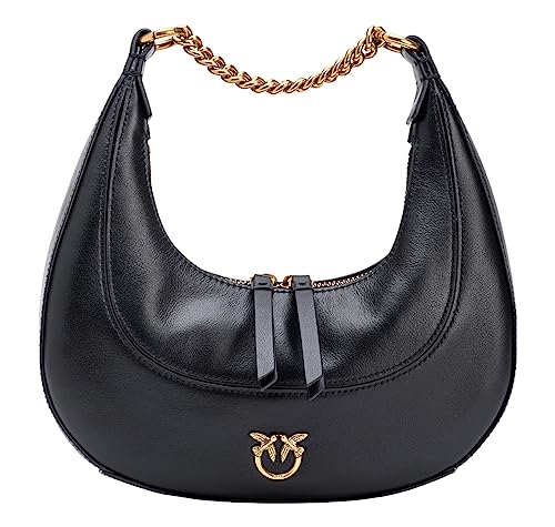 Pinko Damen BRIOCHE HOBO Mini Calf MORB, Z99q_Black-Antique Gold von Pinko