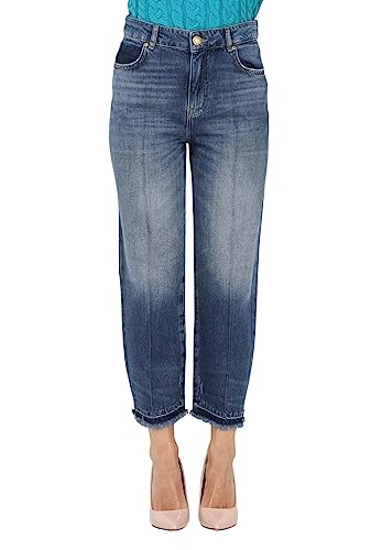 Pinko Damen Barbra Boyfriend Cropped Denim Jeans, PJZ_LAVAGGIO Vintage Medio Scuro, von Pinko