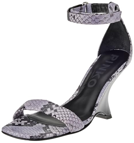 Pinko Damen Beethoven Sandalen aus Leder, Bedruckt Keilsandale, Zy1 Schwarz Lila, 35 EU von Pinko