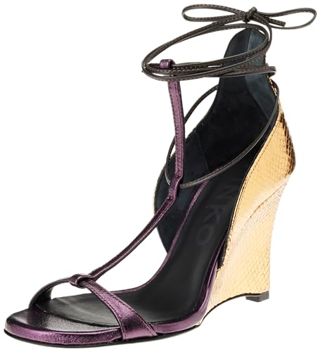 Pinko Damen Block Sandale aus Folie Reptile+L Keilsandale, Hw2 Gold Violett, 41 EU von Pinko