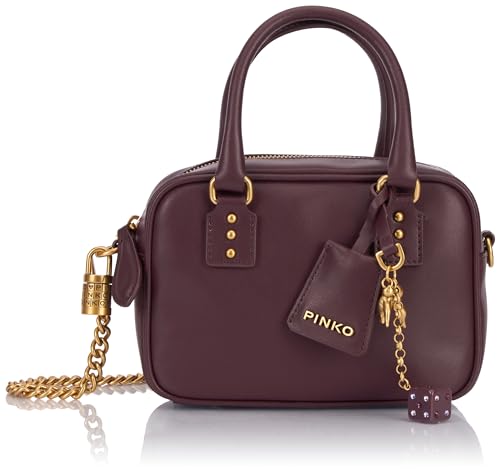 Pinko Damen Bowling Bag Mini Kalbsleder Seide Tasche, M03q_Braun Schokolade-Antik-GOL von Pinko