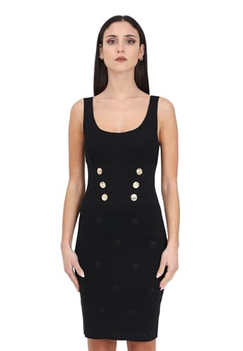 Pinko Damen Cactus Streifen aus Jacquard-Logo Lässiges Kleid, Z99_Schwarz Limousine, S von Pinko