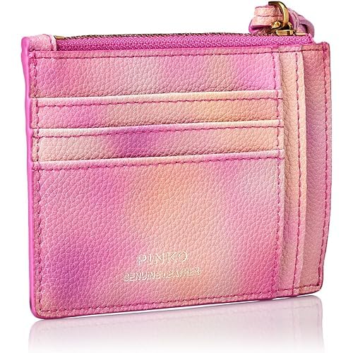 Pinko Damen Card Holder Zip Kalb Bottal Reisezubehör-Reisepass-Hülle, AS6Q_Mehrfarbig Rosa-Antik-Gold von Pinko