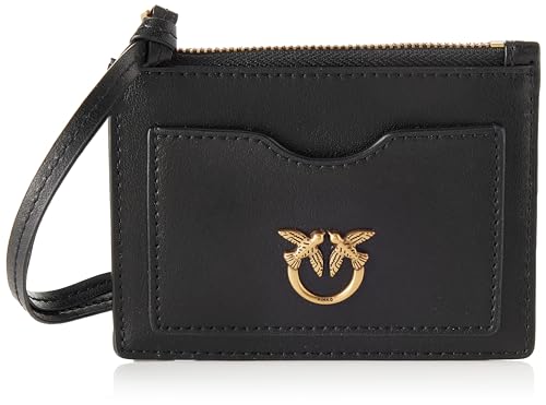 Pinko Damen Card Holder Zip Kalbsleder weich Reisezubehör-Kartenhüllen für Reisende, Z99q_schwarz-Antique Gold von Pinko