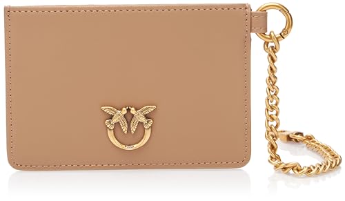 Pinko Damen Cardholder Chain Kalb Seide Reisezubehör-Brieftasche, D01q_Keks Ingwer-Antik Gold von Pinko