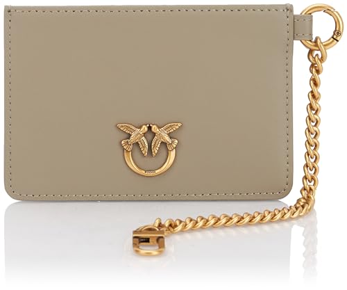 Pinko Damen Cardholder Chain Kalb Seide Reisezubehör-Brieftasche, I68q_Noce-Antique Gold von Pinko