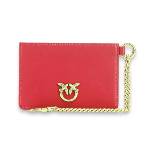 Pinko Damen Cardholder Chain Kalb Seide Reisezubehör-Brieftasche, R30q_rot-Antique Gold von Pinko