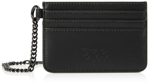 Pinko Damen Cardholder Chain Kalbsleder Seide Farbblock Reisezubehör-Brieftasche, Z99b_Schwarz Limousine Block Color von Pinko