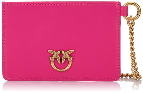 Pinko Damen Cardholder Chain Kalbsleder Seide Reisezubehör-Brieftasche, N17q_pink Antique Gold von Pinko