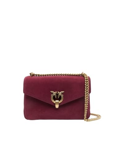 Pinko Damen Classic Suede Cupido Messenger KLASSISCHES Wildleder, WW5Q_Ribes Intenso-Antique Gold von Pinko