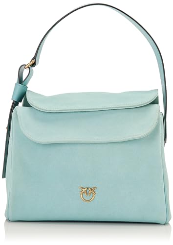 Pinko Damen Classic Suede Leaf HOBO KLASSISCHES Wildleder, E52Q_Azzurro MARE-Antique Gold von Pinko