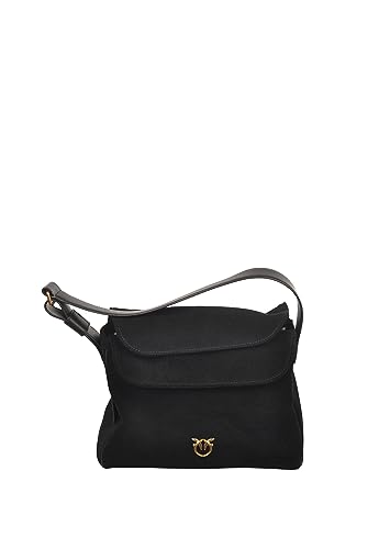 Pinko Damen Classic Suede Leaf HOBO KLASSISCHES Wildleder, Z99Q_Nero-Antique Gold von Pinko