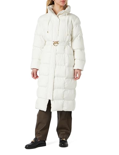 Pinko Damen Corsivo Canvas Mantel Technische Daunenjacke, Z07_Bianco SETA, 46 von Pinko