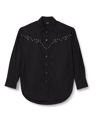 Pinko Damen Crash Besticktes Popeline-Hemd Bluse, Z99_Schwarz Limousine, 34 von Pinko
