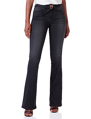 Pinko Damen Flora Flare Denim Black BLK ST Jeans, Z99_Nero Limousine, von Pinko