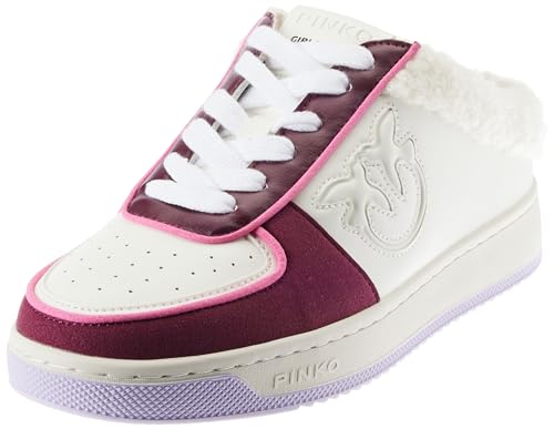 Pinko Damen Gary Sneaker Recycled Pu Gymnastikschuh, Bfu Weiß Bordeaux Fuchsia, 36 EU von Pinko