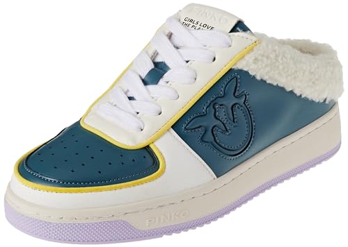 Pinko Damen Gary Sneaker Recycled Pu Gymnastikschuh, Bgu Weiß Grau Gelb, 38 EU Pinko Damen Gary Sneaker Recycled Pu Gymnastikschuh, Bgu Weiß Grau Gelb, 38 EU von Pinko