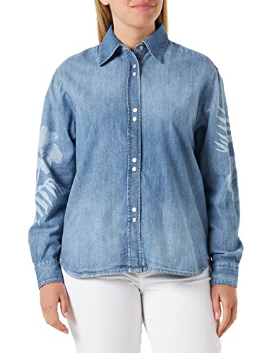 Pinko Damen Gufare Denim, aufgestellt Hemd, Pjo_Waschgang mittel hell, 44 von Pinko