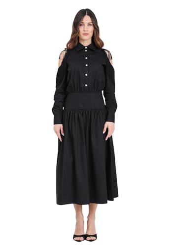 Pinko Damen Hazzard Popeline Fransen Lässiges Kleid, Z99_Schwarz Limousine, 46 von Pinko