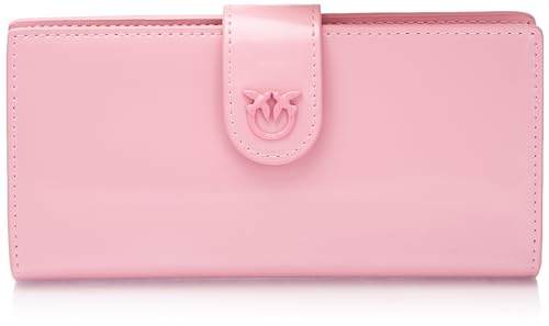 Pinko Damen Horizontal Wallet Gebürstetes Leder glänzend Reisezubehör-Brieftasche, P31b_rosa Marine-Block Color von Pinko