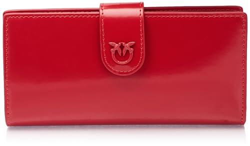 Pinko Damen Horizontal Wallet Gebürstetes Leder glänzend Reisezubehör-Brieftasche, R30b_rot-Block Color von Pinko
