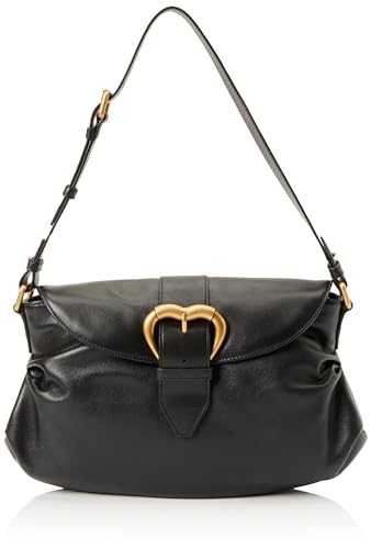 Pinko Damen Jolene Shoulder Classic Crystal Kalb Tasche, Z99m_Black Limousine-Chocolate Gold von Pinko