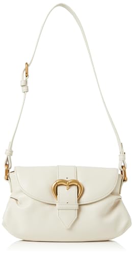 Pinko Damen Jolene Shoulder Mini Kalbsleder Crystal Tasche, Z14m_White Seide-Chocolate Gold von Pinko