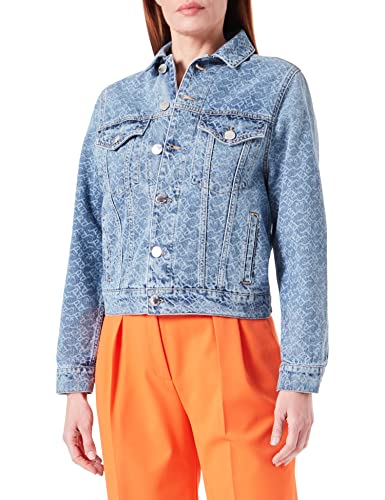 Pinko Damen Kletterjacke Denim Log Jacke, ZG4_Weiß/Dunkelblau, 38 von Pinko